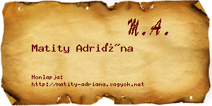 Matity Adriána névjegykártya